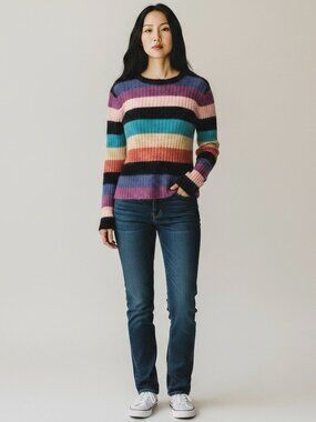 Rails Kylie Striped Sweater Size S Small Alpaca Wool Purple Pink